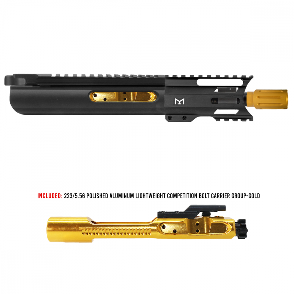 AR-15 5.56 NATO 5'' PISTOL- FORGED UPPER WITH 4'' KEYMOD HANDGUARD- SLICK SLIDE-INCLUDEG GOLD BCG- UPPER ASSEMBLY